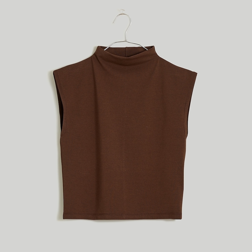 Madewell Funnelneck Cropped Muscle Tee XS Brown NWT